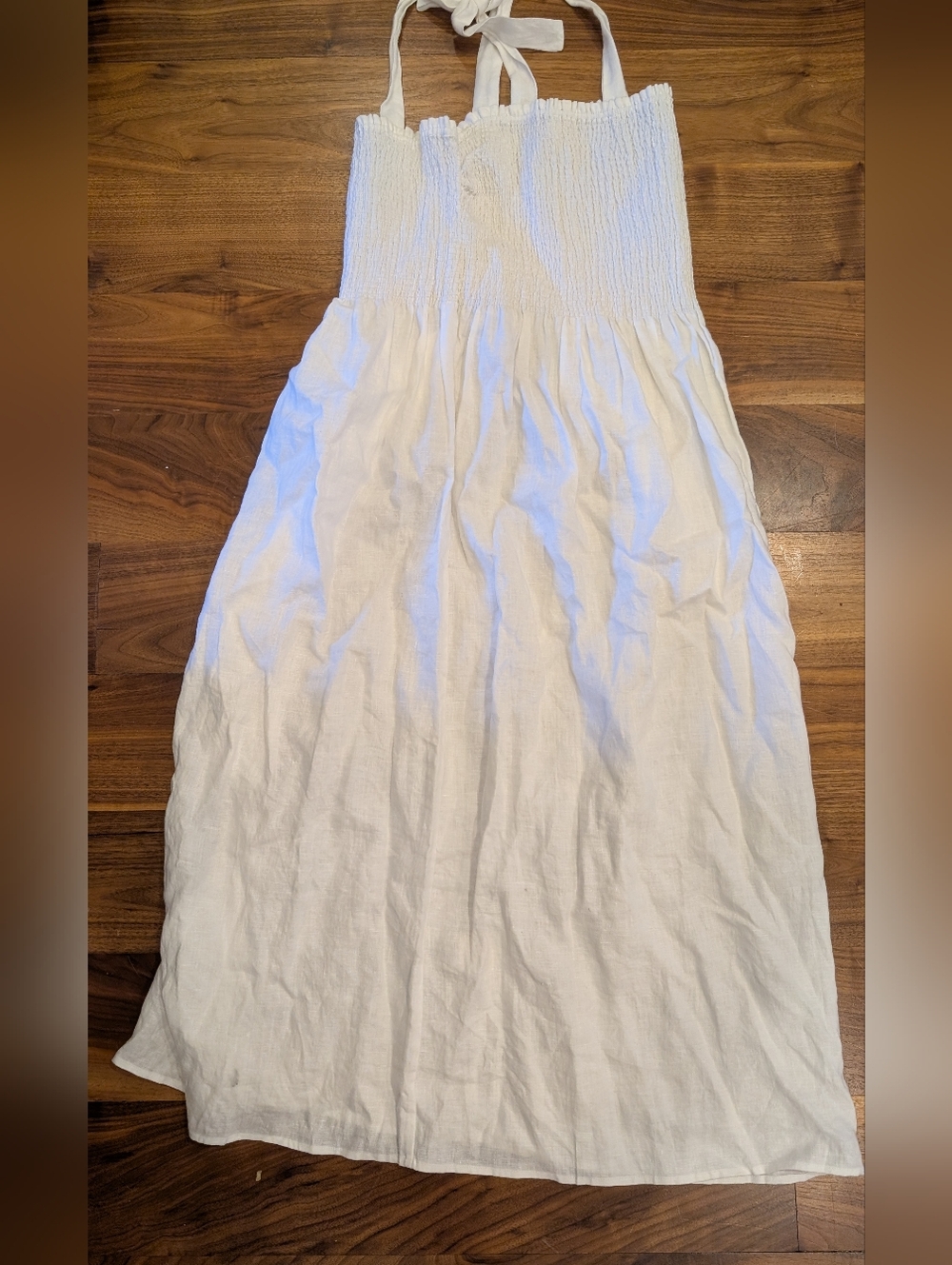 Aritzia- Wilfred White Smocked Halter Maxi Skirt